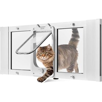 VEVOR Porta per Gatti per Finestra da 1016 x 388 x 40 mm, 4 Modalità di Chiusura di Sicurezza, Telaio in Alluminio e Vetro ad Alta Trasparenza, per Animali Domestici Resistente alle Intemperie VEVOR Porta per Gatti per Finestra da 1016 x 388 x 40 mm, 4 Modalità di Chiusura di Sicurezza, Telaio in Alluminio e Vetro ad Alta Trasparenza, per Animali Domestici Resistente alle Intemperie