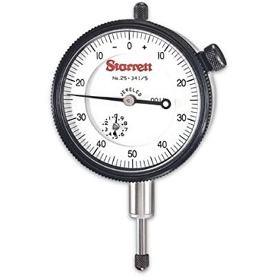Starrett 25 – 341/5J quadrante indicatore, stelo 1 cm diametro, lug-on-centre posteriore, quadrante bianco, 0 – 50 – 0 Reading, 0 – 1,3 cm Range, 0 cm Graduation Starrett 25 – 341/5J quadrante indicatore, stelo 1 cm diametro, lug-on-centre posteriore, quadrante bianco, 0 – 50 – 0 Reading, 0 – 1,3 cm Range, 0 cm Graduation