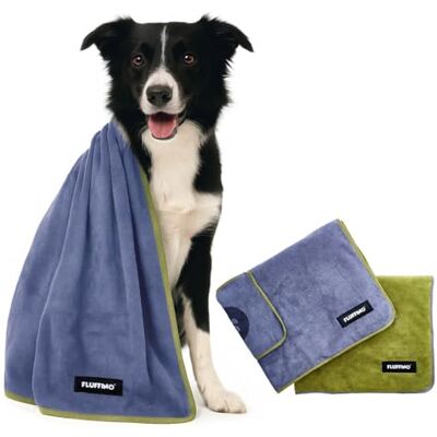 FLUFFINO ® Set di 2 Asciugamani per Cani 120 x 70 cm per Cani di Taglia Media e Grande, Estremamente assorbenti e Morbidi Lavabili a 60°C, Asciugamano in Microfibra ad Asciugatura Rapida FLUFFINO ® Set di 2 Asciugamani per Cani 120 x 70 cm per Cani di Taglia Media e Grande, Estremamente assorbenti e Morbidi Lavabili a 60°C, Asciugamano in Microfibra ad Asciugatura Rapida