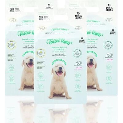 Animal House 120PZ Tappetini Igienici Assorbenti CAMOMILLA Alta Assorbenza Privi di Polvere Trattiene gli Odori Protegge la Casa (60x90 cm, 120) Animal House 120PZ Tappetini Igienici Assorbenti CAMOMILLA Alta Assorbenza Privi di Polvere Trattiene gli Odori Protegge la Casa (60x90 cm, 120)