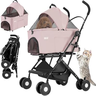 BAKAJI Passeggino per Animali Domestici 2 in 1 Carico Massimo 40kg Pieghevole e Salvaspazio, Capsula Rimovibile, Carrozzina per Cani e Gatti con Trasportino Removibile e Cestello Portaoggetti (Rosa) BAKAJI Passeggino per Animali Domestici 2 in 1 Carico Massimo 40kg Pieghevole e Salvaspazio, Capsula Rimovibile, Carrozzina per Cani e Gatti con Trasportino Removibile e Cestello Portaoggetti (Rosa)