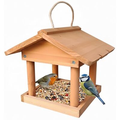 Relaxdays Mangiatoia per Uccelli in Legno, da Appendere, HxLxP: 22 x 26 x 22 cm, Giardino & Balcone, Arancione Relaxdays Mangiatoia per Uccelli in Legno, da Appendere, HxLxP: 22 x 26 x 22 cm, Giardino & Balcone, Arancione