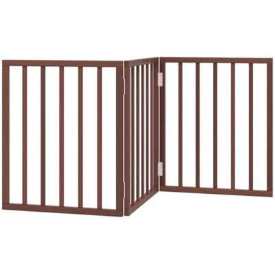 vidaXL Cancello Cani Pieghevole 3 Pannelli Marrone 150cm Legno Pioppo vidaXL Cancello Cani Pieghevole 3 Pannelli Marrone 150cm Legno Pioppo