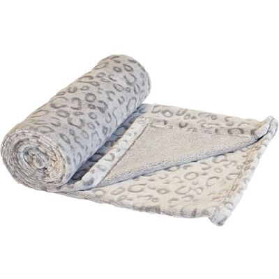 Nobby Plaid in pile LORIK Leopard grigio 150 x 100 cm Nobby Plaid in pile LORIK Leopard grigio 150 x 100 cm