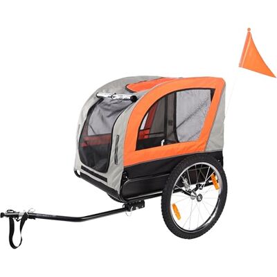 Flamingo Rimorchio per bicicletta Jolene grigio e arancione – 77,5 x 58 x 67 cm – con vasca in plastica, ruote larghe e 2 sospensioni regolabili – 2 attacchi per bicicletta e sistema di fissaggio con Flamingo Rimorchio per bicicletta Jolene grigio e arancione – 77,5 x 58 x 67 cm – con vasca in plastica, ruote larghe e 2 sospensioni regolabili – 2 attacchi per bicicletta e sistema di fissaggio con