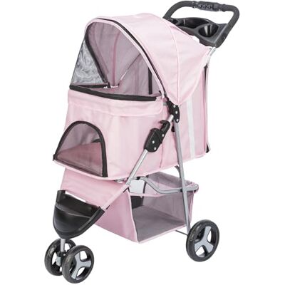 TRIXIE Passeggino pieghevole per cani e gatti, trasportino per animali domestici, con copertura per le intemperie, cestino portaoggetti, portabicchieri, rosa TRIXIE Passeggino pieghevole per cani e gatti, trasportino per animali domestici, con copertura per le intemperie, cestino portaoggetti, portabicchieri, rosa