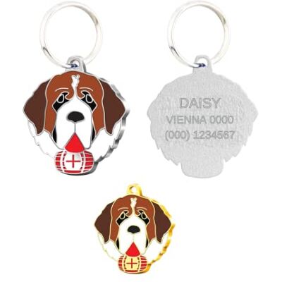 ART St. Bernard Targhetta identificativa per animali domestici, personalizzabile ART St. Bernard Targhetta identificativa per animali domestici, personalizzabile