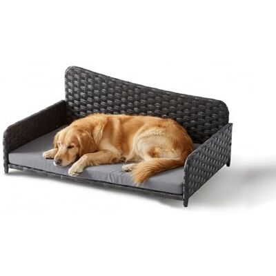 Relaxdays Cuccia per Cani in Rattan XL, rialzata con Cuscino, Outdoor/Indoor, Grigio 38x87x49 cm Relaxdays Cuccia per Cani in Rattan XL, rialzata con Cuscino, Outdoor/Indoor, Grigio 38x87x49 cm