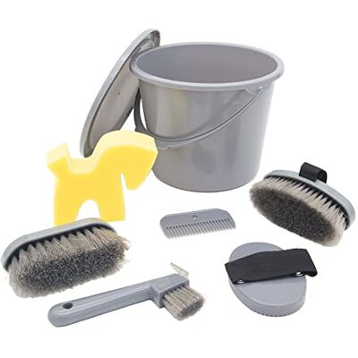 PFIFF 102361 Set di pulizia per la cura dei cavalli con chiusura a chiave, colore: Grigio PFIFF 102361 Set di pulizia per la cura dei cavalli con chiusura a chiave, colore: Grigio