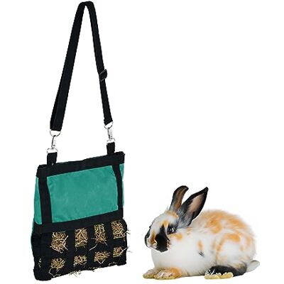 Relaxdays Borsa Porta Fieno per Conigli, HxL: 30 x 30 cm, Sacco di Stoffa per Mangime per Cincillà e Criceti, Verde Nero Relaxdays Borsa Porta Fieno per Conigli, HxL: 30 x 30 cm, Sacco di Stoffa per Mangime per Cincillà e Criceti, Verde Nero