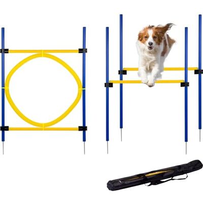 Set di giochi di agilità per cani DOBAR - Include ostacoli e cerchio di salto Set di giochi di agilità per cani DOBAR - Include ostacoli e cerchio di salto