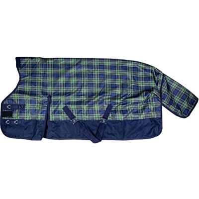 HKM Orlando Karo 8238 Coperta per cavallo, a quadretti, colore: blu navy/verde HKM Orlando Karo 8238 Coperta per cavallo, a quadretti, colore: blu navy/verde