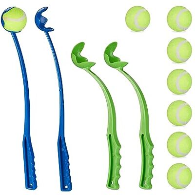 Relaxdays Lancia Palla per Cani, Set da 4 Giocattolo Ball Launcher per Animali Domestici, 8 Palline da Tennis, Blu Verde Relaxdays Lancia Palla per Cani, Set da 4 Giocattolo Ball Launcher per Animali Domestici, 8 Palline da Tennis, Blu Verde