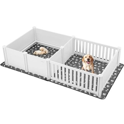 VEVOR Cassetta per Parto di Cani da 2370 x 1230 x 460 mm Recinto per Cuccioli da Interno con Porta Regolabile in Altezza e Tappetino Lavabile per Pipì, per Cani di Taglia XL, Bianco Latte VEVOR Cassetta per Parto di Cani da 2370 x 1230 x 460 mm Recinto per Cuccioli da Interno con Porta Regolabile in Altezza e Tappetino Lavabile per Pipì, per Cani di Taglia XL, Bianco Latte