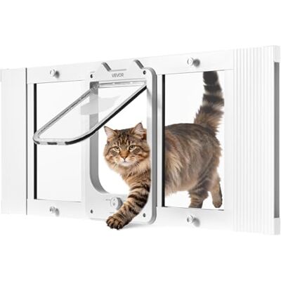 VEVOR Porta per Gatti per Finestra Regolabile Finestre di Larghezza da 788 a 915 mm, 4 Modalità di Chiusura di Sicurezza, Telaio in Alluminio e Vetro ad Alta Trasparenza, Chiusura Magnetica, Bianca VEVOR Porta per Gatti per Finestra Regolabile Finestre di Larghezza da 788 a 915 mm, 4 Modalità di Chiusura di Sicurezza, Telaio in Alluminio e Vetro ad Alta Trasparenza, Chiusura Magnetica, Bianca