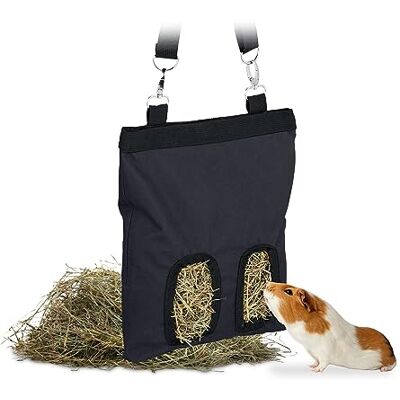 Relaxdays Borsa Porta Fieno per Conigli, HxL: 31 x 25 cm, Sacco di Stoffa per Mangime per Cincillà e Criceti, Nero, Poliestere, 31 x 25 x 1.5 cm Relaxdays Borsa Porta Fieno per Conigli, HxL: 31 x 25 cm, Sacco di Stoffa per Mangime per Cincillà e Criceti, Nero, Poliestere, 31 x 25 x 1.5 cm