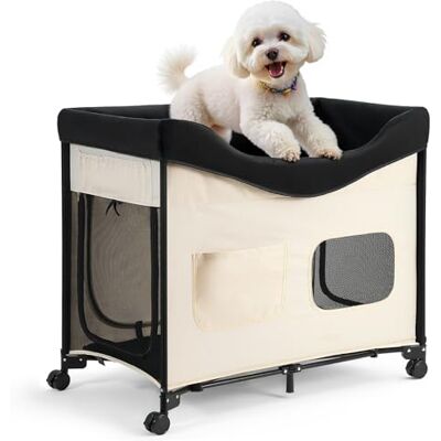 VEVOR Letto Rialzato per Cani Gatti Animali Domestici Cuccia Pieghevole in Tessuto Oxford 600D e Velluto Olandese, Letto Rialzato per Cani con Ruote e Tasche Laterali, Taglia XL, Beige VEVOR Letto Rialzato per Cani Gatti Animali Domestici Cuccia Pieghevole in Tessuto Oxford 600D e Velluto Olandese, Letto Rialzato per Cani con Ruote e Tasche Laterali, Taglia XL, Beige