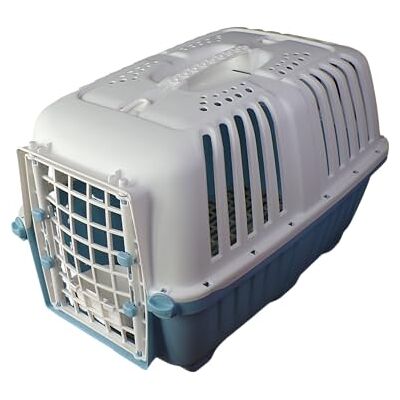 Lanco Trasportino per cani di piccola taglia. Plastica portatile e traspirante. Animali domestici Cani Gatti. Materiale resistente. 47x31x32 cm. Colore bianco e blu. Lanco Trasportino per cani di piccola taglia. Plastica portatile e traspirante. Animali domestici Cani Gatti. Materiale resistente. 47x31x32 cm. Colore bianco e blu.