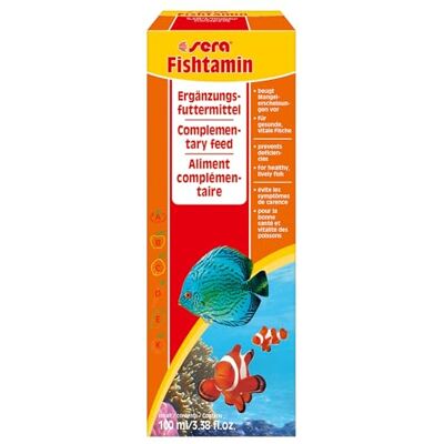 Sera fishtamin 100 ml vitamine mangime complementare per pesci d'acquario la dose extra di vitamine Sera fishtamin 100 ml vitamine mangime complementare per pesci d'acquario la dose extra di vitamine