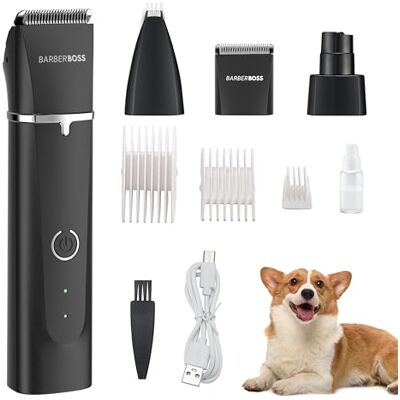 BARBERBOSS Kit per toelettatura cani, Tagliacapelli per toelettatura, Tosatrici per cani a batteria per peli spessi, Tosatrici per gatti per pelo arruffato, Kit per toelettatura animali BARBERBOSS Kit per toelettatura cani, Tagliacapelli per toelettatura, Tosatrici per cani a batteria per peli spessi, Tosatrici per gatti per pelo arruffato, Kit per toelettatura animali