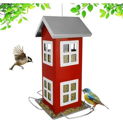 Relaxdays Casetta per Uccelli in Metallo da Appendere, 26x12x12 cm, mangiatoia da Giardino e Balcone, Rossa Relaxdays Casetta per Uccelli in Metallo da Appendere, 26x12x12 cm, mangiatoia da Giardino e Balcone, Rossa