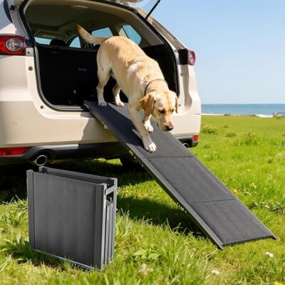 VEVOR Rampa per Cani per Auto 180 x 43,2 cm, Rampe Pieghevoli con Superficie in Tessuto Oxford Antiscivolo per Animali Domestici di Taglia Media e Grande Fino a 113 kg, per SUV e Camion VEVOR Rampa per Cani per Auto 180 x 43,2 cm, Rampe Pieghevoli con Superficie in Tessuto Oxford Antiscivolo per Animali Domestici di Taglia Media e Grande Fino a 113 kg, per SUV e Camion