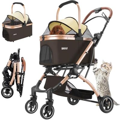 BAKAJI Passeggino per Cani e Gatti 2in con Navicella Rimovibile e Chiusura Salvaspazio, Carrozzina Animali Domestici con Capsula Trasportino Rimovibile e Tettuccio Apribile, Peso Max. 50kg (Marrone) BAKAJI Passeggino per Cani e Gatti 2in con Navicella Rimovibile e Chiusura Salvaspazio, Carrozzina Animali Domestici con Capsula Trasportino Rimovibile e Tettuccio Apribile, Peso Max. 50kg (Marrone)