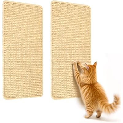 Vonsera Tappetino Tiragraffi per Gatti, Set Tiragraffi da Parete Autoadesivi, Protezione Antigraffio per Divano, in Sisal, 50x25 cm, Beige, 2 pz Vonsera Tappetino Tiragraffi per Gatti, Set Tiragraffi da Parete Autoadesivi, Protezione Antigraffio per Divano, in Sisal, 50x25 cm, Beige, 2 pz
