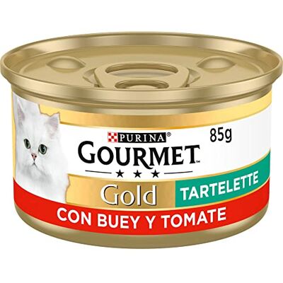 Gourmet Gold Tartelette, Cibo Umido per Gatti Adulti, patè di Manzo con Bue e Pomodoro, Confezione da 24 lattine da 85 g Gourmet Gold Tartelette, Cibo Umido per Gatti Adulti, patè di Manzo con Bue e Pomodoro, Confezione da 24 lattine da 85 g