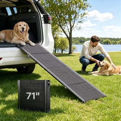 VEVOR Rampa per Cani per Auto 180 x 50,8 cm, Rampe Pieghevoli con Superficie in Tessuto Oxford Antiscivolo per Animali Domestici di Taglia Media e Grande Fino a 113 kg, per SUV e Camion VEVOR Rampa per Cani per Auto 180 x 50,8 cm, Rampe Pieghevoli con Superficie in Tessuto Oxford Antiscivolo per Animali Domestici di Taglia Media e Grande Fino a 113 kg, per SUV e Camion