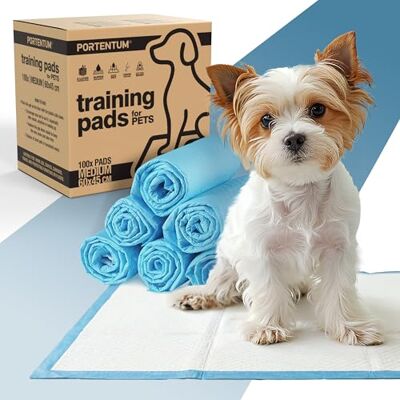 PORTENTUM Traversine cani 60x45 cm 100 pezzi – Tappetini igienici per cani 6 strati assorbenti antifuga con controllo degli odori – Tappetini cane per addestramento PORTENTUM Traversine cani 60x45 cm 100 pezzi – Tappetini igienici per cani 6 strati assorbenti antifuga con controllo degli odori – Tappetini cane per addestramento