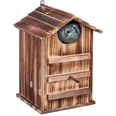 Relaxdays Casetta per Uccelli, Nido in Legno Fiammato, Casa Appesa per Uccellini Giardino, 38,5 x 25 x 28 cm, Naturale Relaxdays Casetta per Uccelli, Nido in Legno Fiammato, Casa Appesa per Uccellini Giardino, 38,5 x 25 x 28 cm, Naturale