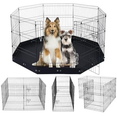 VEVOR Recinto per Cani, Confezione da 8 Pannelli, 760 mm x 610 mm Box per Cani Pieghevole in Metallo, per Interni Esterni con Porta, Tappetino in Tessuto Oxford 600D, per Cani e Altri Piccoli Animali VEVOR Recinto per Cani, Confezione da 8 Pannelli, 760 mm x 610 mm Box per Cani Pieghevole in Metallo, per Interni Esterni con Porta, Tappetino in Tessuto Oxford 600D, per Cani e Altri Piccoli Animali
