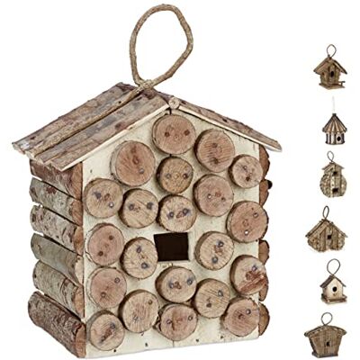 Relaxdays Reladays Casetta per Uccelli, da Appendere, in Legno Non Trattato, Balcone, Terrazza, HLP 34x23,5x16 cm, Naturale Relaxdays Reladays Casetta per Uccelli, da Appendere, in Legno Non Trattato, Balcone, Terrazza, HLP 34x23,5x16 cm, Naturale