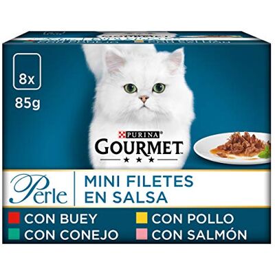 Gourmet Perle Mini Filetti in Salsa, Cibo Umido per Gatto Adulto, Pezzi in Salsa, Assortimento di Bue, Pollo, Coniglio e Salmone, 10 Confezioni da 8 Buste da 85 g (80 Buste) Gourmet Perle Mini Filetti in Salsa, Cibo Umido per Gatto Adulto, Pezzi in Salsa, Assortimento di Bue, Pollo, Coniglio e Salmone, 10 Confezioni da 8 Buste da 85 g (80 Buste)