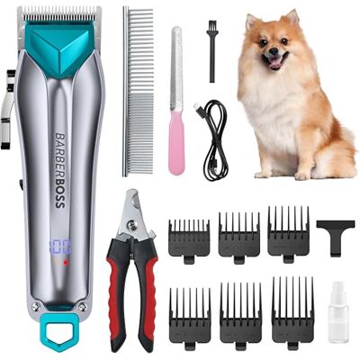 BARBERBOSS tosatrice per cani senza fili, tosatrice per cani, Kit per toelettatura cani, tosatrice per gatti per pelo arruffato, Kit per toelettatura animali, tosatrice per animali BARBERBOSS tosatrice per cani senza fili, tosatrice per cani, Kit per toelettatura cani, tosatrice per gatti per pelo arruffato, Kit per toelettatura animali, tosatrice per animali