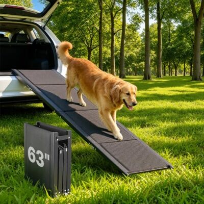 VEVOR Rampa per Cani per Auto 160 x 43,2 cm, Rampe Pieghevoli con Superficie in Tessuto Oxford Antiscivolo per Animali Domestici di Taglia Media e Grande Fino a 113 kg, per SUV e Camion VEVOR Rampa per Cani per Auto 160 x 43,2 cm, Rampe Pieghevoli con Superficie in Tessuto Oxford Antiscivolo per Animali Domestici di Taglia Media e Grande Fino a 113 kg, per SUV e Camion