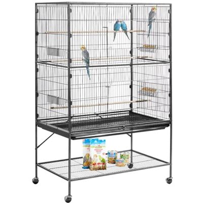 VEVOR Gabbia Voliera per Uccelli da 930 x 580 x 1510 mm, Parte Superiore Piatta, in Ferro Battuto con Trespoli, Vassoio Estraibile e Mangiatoie in Plastica, Ruote, per Pappagallo, Cinciarella VEVOR Gabbia Voliera per Uccelli da 930 x 580 x 1510 mm, Parte Superiore Piatta, in Ferro Battuto con Trespoli, Vassoio Estraibile e Mangiatoie in Plastica, Ruote, per Pappagallo, Cinciarella