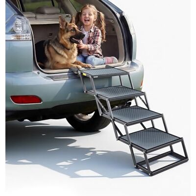VEVOR Scaletta Cani per Auto a 4 Gradini per Cani di Grossa Taglia con Superficie Antiscivolo, Scaletta Portatile per Animali Domestici, Supporto Max 181 kg, per Auto SUV Camion Letto Alto Divano VEVOR Scaletta Cani per Auto a 4 Gradini per Cani di Grossa Taglia con Superficie Antiscivolo, Scaletta Portatile per Animali Domestici, Supporto Max 181 kg, per Auto SUV Camion Letto Alto Divano
