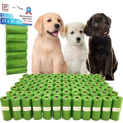 R MOVE Sacchetti Cane Cacca 1080 pz (72 Rotoli) Sacchettini Igienici per Cani, bustine per cani, dog poop bags resistenti antiforatura, 30x23 cm 2,5 Litri compatibili con tutti i porta rotoli R MOVE Sacchetti Cane Cacca 1080 pz (72 Rotoli) Sacchettini Igienici per Cani, bustine per cani, dog poop bags resistenti antiforatura, 30x23 cm 2,5 Litri compatibili con tutti i porta rotoli
