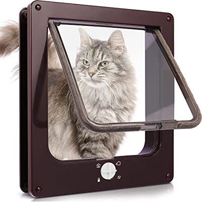 Sailnovo Porta per Gatti e Cani, 4 Opzioni di Chiusura, per Legno, Vetro, PVC, per Gatti e Cani di Piccola Taglia, Porta per Animali Domestici, 23,5 cm x 27 cm x 5,5 cm, Colore Marrone Sailnovo Porta per Gatti e Cani, 4 Opzioni di Chiusura, per Legno, Vetro, PVC, per Gatti e Cani di Piccola Taglia, Porta per Animali Domestici, 23,5 cm x 27 cm x 5,5 cm, Colore Marrone