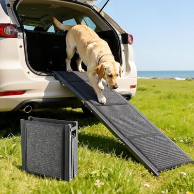 VEVOR Rampa per Cani per Auto 160 x 43,2 cm Rampe Pieghevoli con Superficie in Tessuto Feltro Antiscivolo Animali Domestici di Taglia Media e Grande Carico di 113 kg, per SUV e Camion VEVOR Rampa per Cani per Auto 160 x 43,2 cm Rampe Pieghevoli con Superficie in Tessuto Feltro Antiscivolo Animali Domestici di Taglia Media e Grande Carico di 113 kg, per SUV e Camion