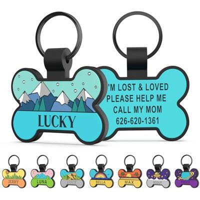 TSD Medagliette per cani in silicone personalizzate Nome inciso su entrambi i lati a forma di osso in gomma Medaglietta identificativa leggera impermeabile silenziosa per cani e gatti TSD Medagliette per cani in silicone personalizzate Nome inciso su entrambi i lati a forma di osso in gomma Medaglietta identificativa leggera impermeabile silenziosa per cani e gatti
