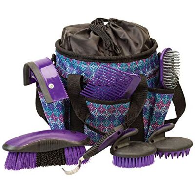 Weaver Equine Weaver, Kit per la toelettatura in pelle, Purple Geo, assortimento di 7 pezzi Weaver Equine Weaver, Kit per la toelettatura in pelle, Purple Geo, assortimento di 7 pezzi