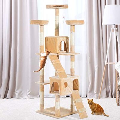 PawHut Albero tiragraffi per Gatti, 50 x 50 x 170 cm, per Dormire, Giocare, Centro attività, graffiare, Colore: Grigio Neutro (Beige) PawHut Albero tiragraffi per Gatti, 50 x 50 x 170 cm, per Dormire, Giocare, Centro attività, graffiare, Colore: Grigio Neutro (Beige)