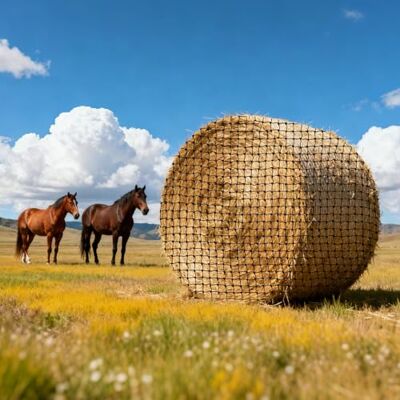 VEVOR Rete per Balle di Fieno Rotonde 1,5 x 1,5 x 1,5 m, Fori da 44,45 x 44,45 mm, Materiale PE, Design con Annodamento Rinforzato, Navetta per Aghi, Spago di Riparazione, Borsa per la Conservazione VEVOR Rete per Balle di Fieno Rotonde 1,5 x 1,5 x 1,5 m, Fori da 44,45 x 44,45 mm, Materiale PE, Design con Annodamento Rinforzato, Navetta per Aghi, Spago di Riparazione, Borsa per la Conservazione