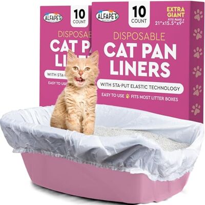 Alfapet Gatti Gattino vaschetta monouso, Elastico Liners- Gigante lettiera- con Sta-Mettere la Tecnologia, 10 Conte, Confezione da 2 Alfapet Gatti Gattino vaschetta monouso, Elastico Liners- Gigante lettiera- con Sta-Mettere la Tecnologia, 10 Conte, Confezione da 2