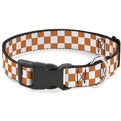 Buckle-Down Collare con Clip in plastica, a Scacchi, Bianco/Arancione TN, Larghezza 3,8 cm, Adatto per Collo da 45,7 a 81,3 cm, Taglia L Buckle-Down Collare con Clip in plastica, a Scacchi, Bianco/Arancione TN, Larghezza 3,8 cm, Adatto per Collo da 45,7 a 81,3 cm, Taglia L