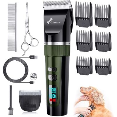 Gimars Rasoio per cani 4 in 1, 7000 giri/min, con lama di ricambio, senza fili e silenzioso, 55 dB, tagliacapelli professionale per cani, gatti e cavalli Gimars Rasoio per cani 4 in 1, 7000 giri/min, con lama di ricambio, senza fili e silenzioso, 55 dB, tagliacapelli professionale per cani, gatti e cavalli