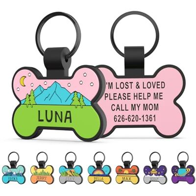 TSD Medagliette per cani in silicone personalizzate Nome inciso su entrambi i lati a forma di osso in gomma Medaglietta identificativa leggera impermeabile silenziosa per cani e gatti TSD Medagliette per cani in silicone personalizzate Nome inciso su entrambi i lati a forma di osso in gomma Medaglietta identificativa leggera impermeabile silenziosa per cani e gatti